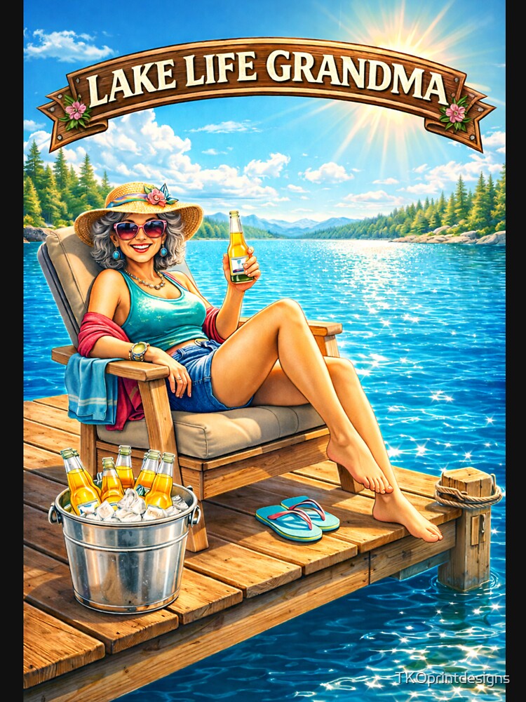 Lake Side Grandma Shirt – Funny Grandma Lake Life Gift – Summer Cabin Grandma Tee – Relaxed Lakeside Vibes Design by TKOprintdesigns