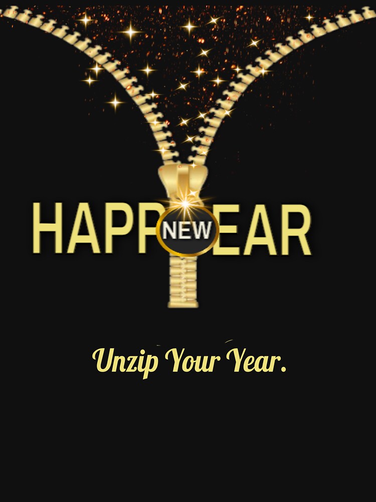 Unzip Your Year – Happy New Year Conceptual Design, Gold Zipper New Year Aesthetic, Minimal Luxury Festive Art by LeelaWorks.org