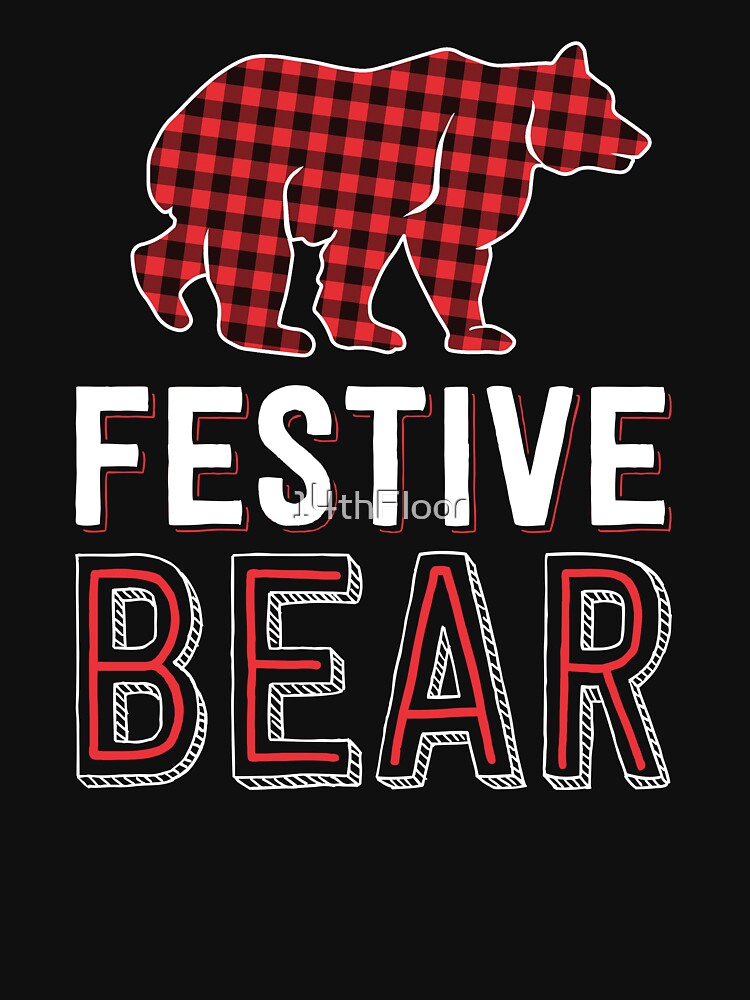 Festive Bear Red Buffalo Plaid Matching Family Christmas by 14thFloor