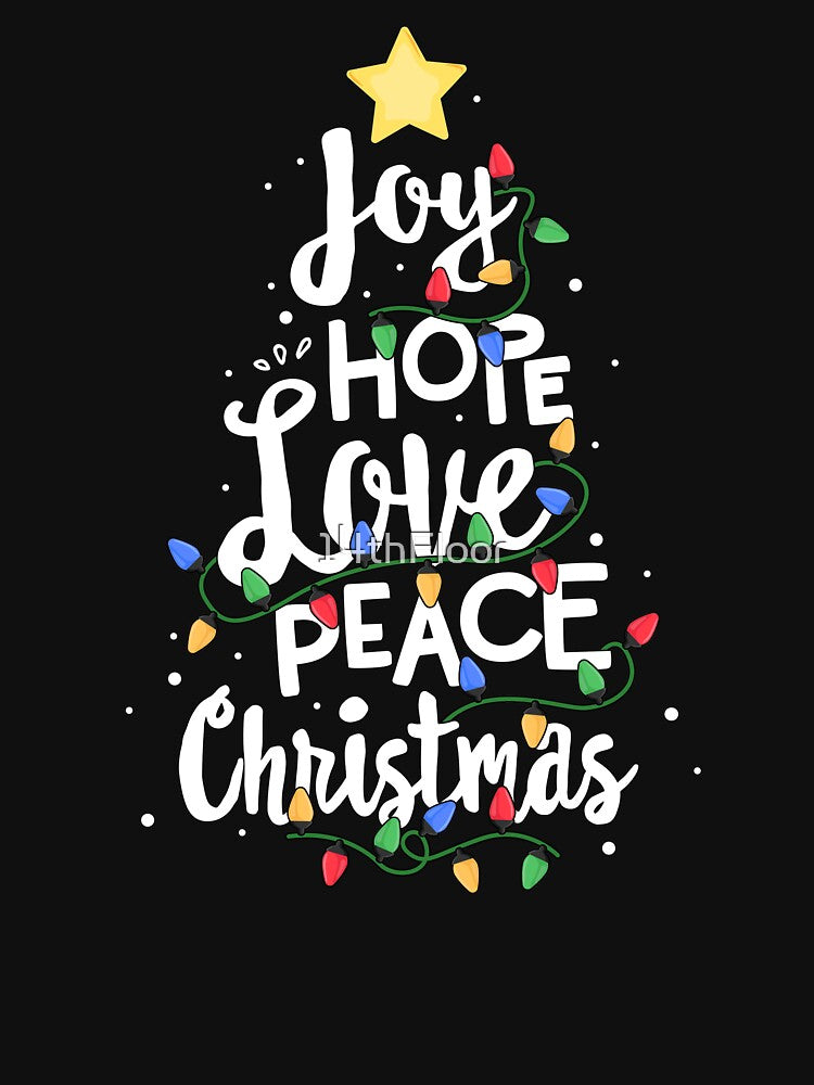 Joy Hope Love Peace Christmas Tree Red Buffalo Plaid Xmas by 14thFloor