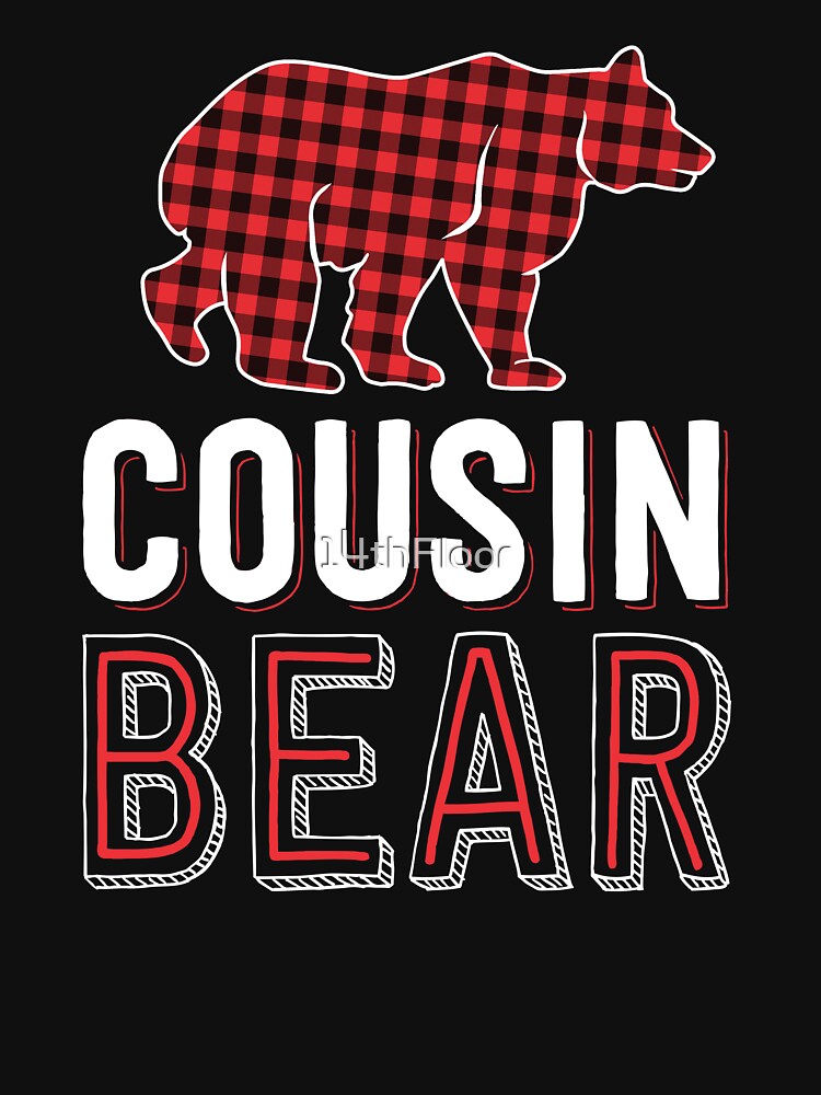 Cousin Bear Kid Red Buffalo Plaid Matching Family Christmas by 14thFloor