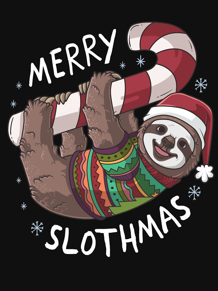 Merry Slothmas Sloth Candy Cane Christmas by B-Cubed-Shirts
