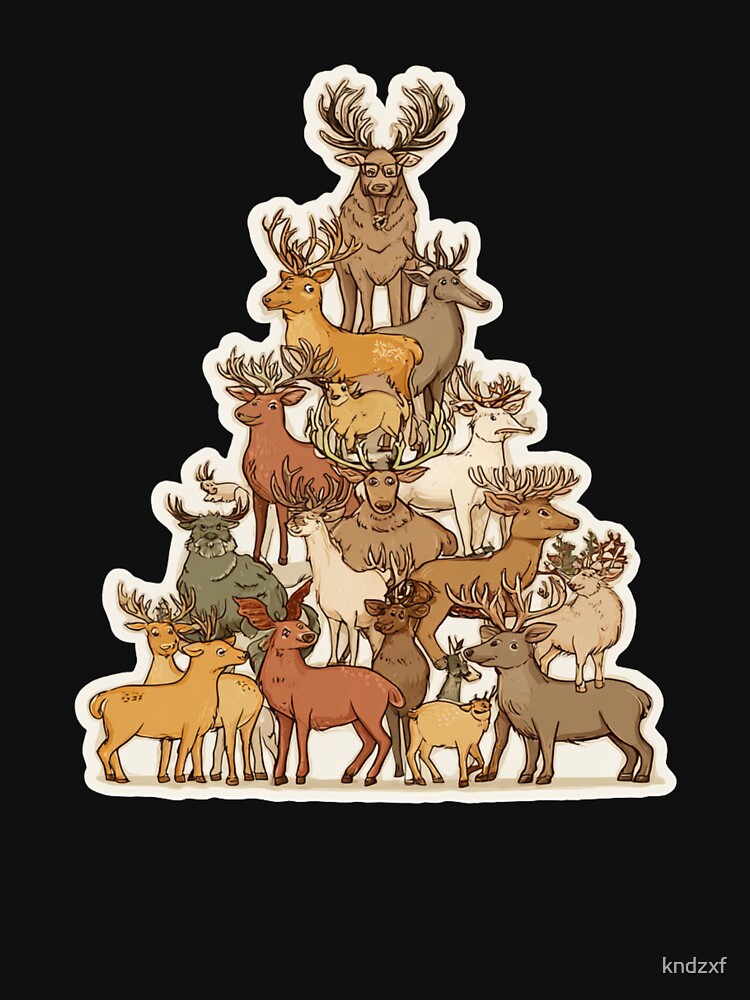 Reindeer  Christmas Tree Cartoon sticker desing by kndzxf