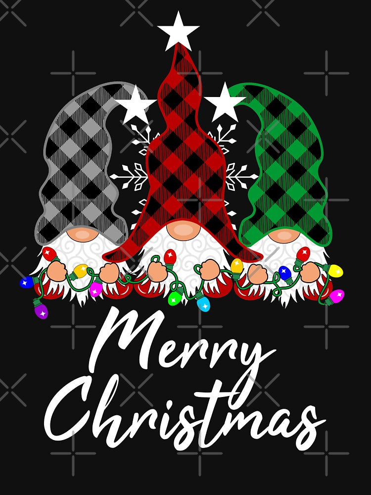 Gnome Christmas Lights Buffalo Plaid by Tetete