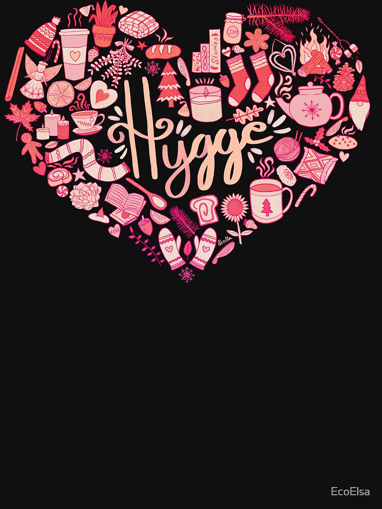 Hygge Doodle Heart - Pink Ombré & Black by EcoElsa