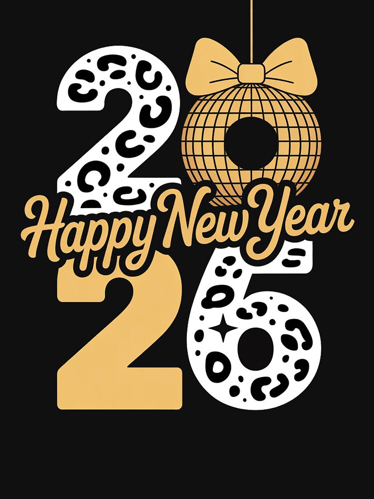 Happy New Year Cute Gold Disco Ball Bow New Year's Eve Girls by faridman