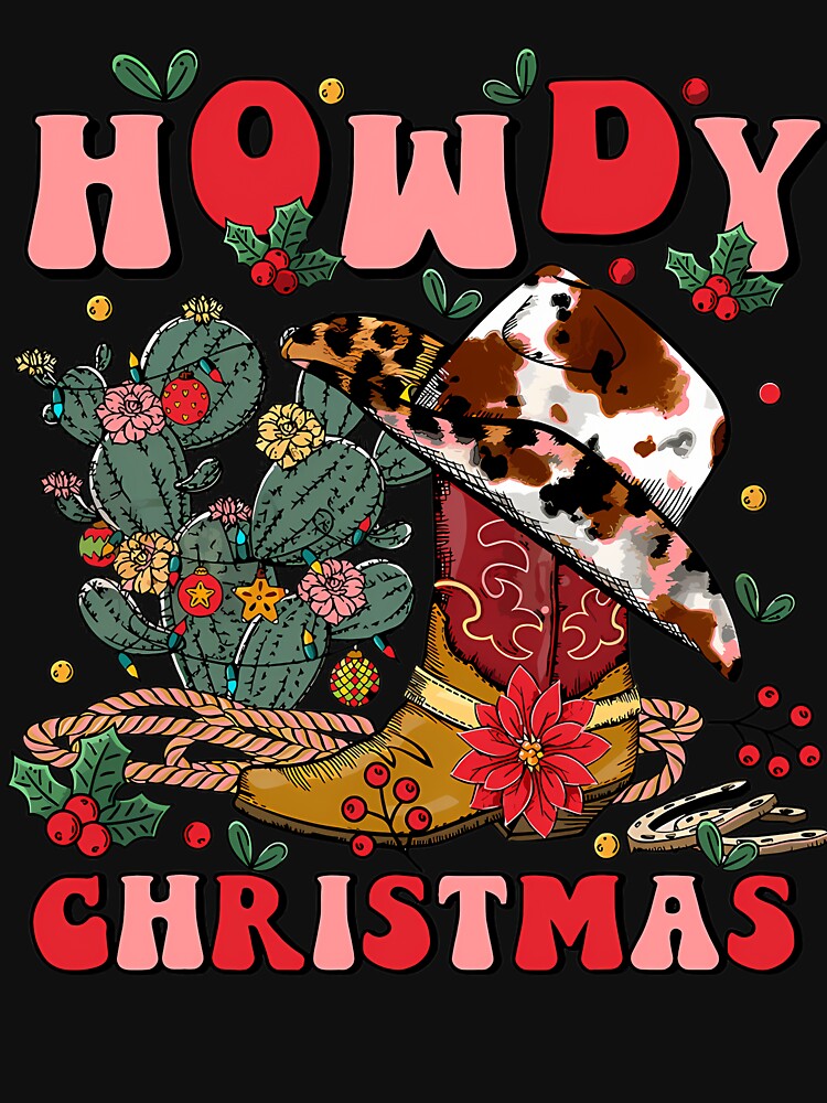 Howdy Christmas Rodeo Western Country Cow	 Cow	 Boot by ahhlaistuetzl