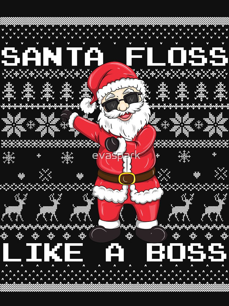 Santa Floss Like a Boss Ugly Christmas Sweater by evaspark