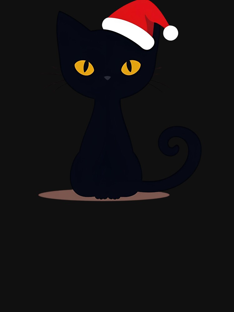 Meowy Christmas – Minimal Cat Silhouette with Santa Hat by EchopawCo