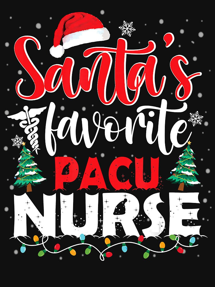 Santa's Favorite Pacu Nurse Christmas Light Santa Hat by AaronWeedo