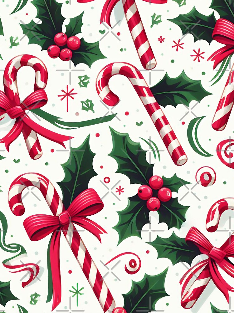 Christmas Candy Cane Pattern by ArtFactoryAI