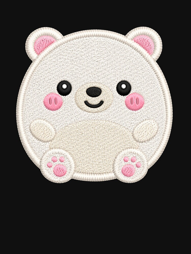 Super Cute Kawaii Polar Bear Embroidery Patch Style | Chibi White Bear Aesthetic | Cute Arctic Animal Design by ColorSplash123