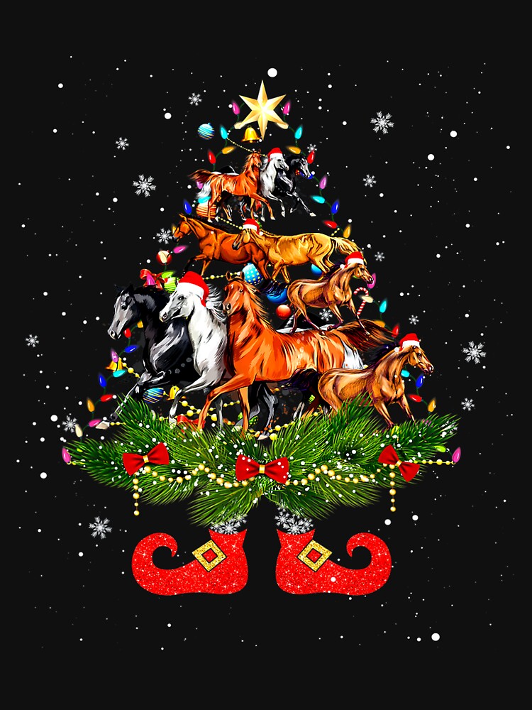Horses Christmas Tree Lights Funny Santa Hat Lover by TGMerwin
