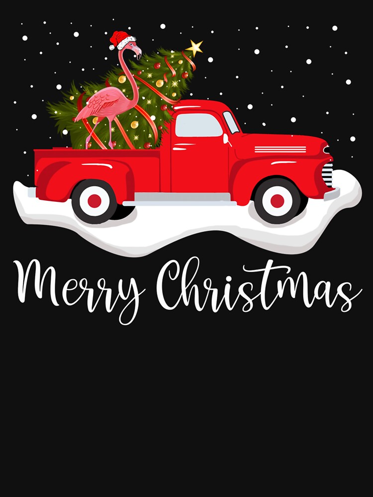 Red Truck Merry Christmas Tree Flamingo Christmas by smithrnguurur