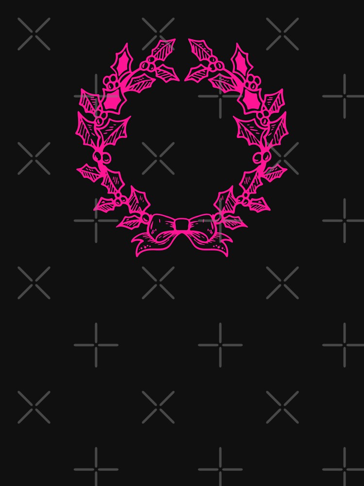 Hot Pink Vintage Holly Wreath Christmas Design by pattern-archive