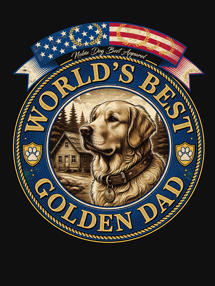 World's Best Golden Dad Vintage Retriever Emblem by SoyLamderma