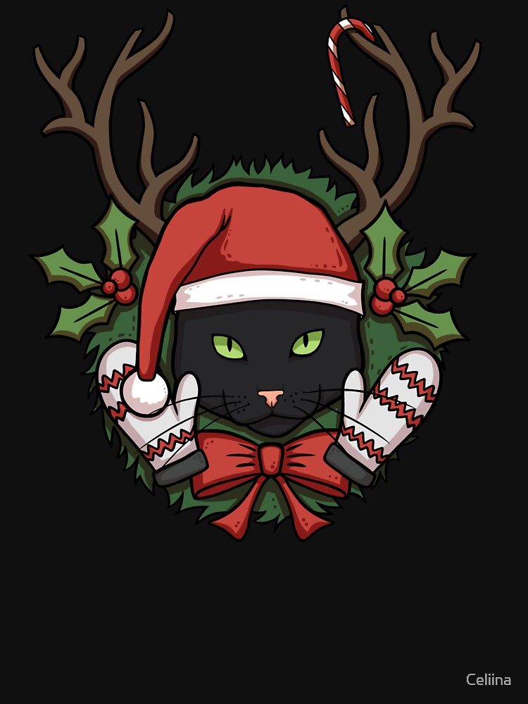 Christmas Black Cat by Celiina