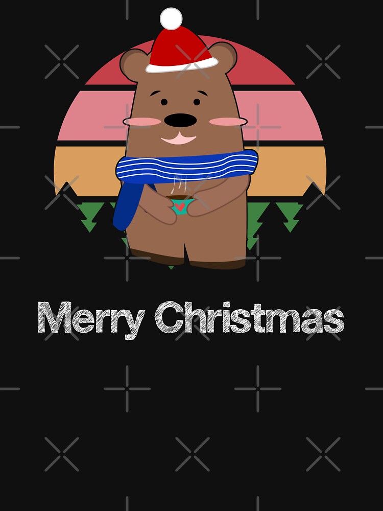 Santa Hat Bear Coffee Heart Christmas Trees Sunset by mikoala50