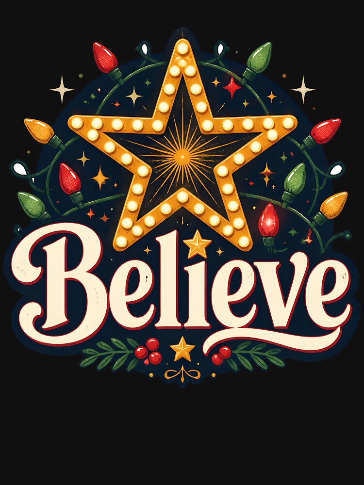 Believe Christmas Lights Pattern Christmas Design by KristenosNehk