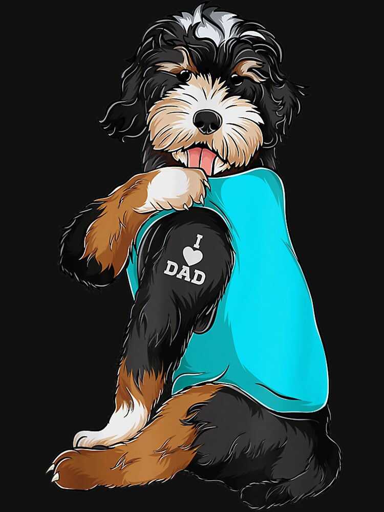 Bernedoodle I Love Dad Tattoo Apparel Dog Dad S Dads by JoshSchultz
