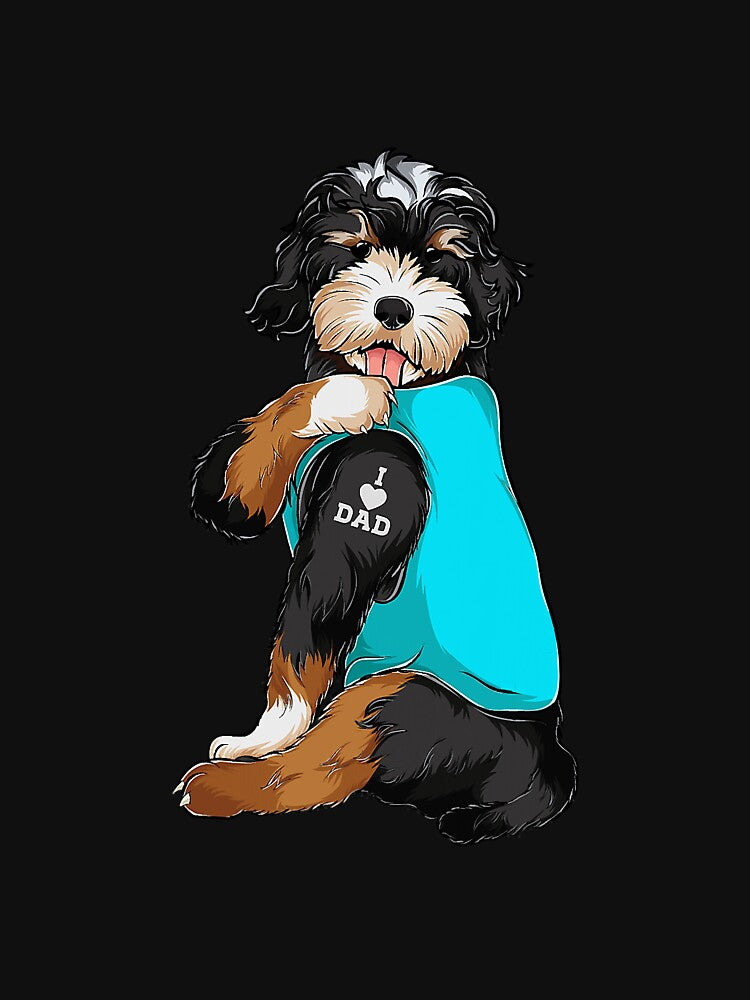 Bernedoodle I Love Dad Tattoo by CenterPointPi
