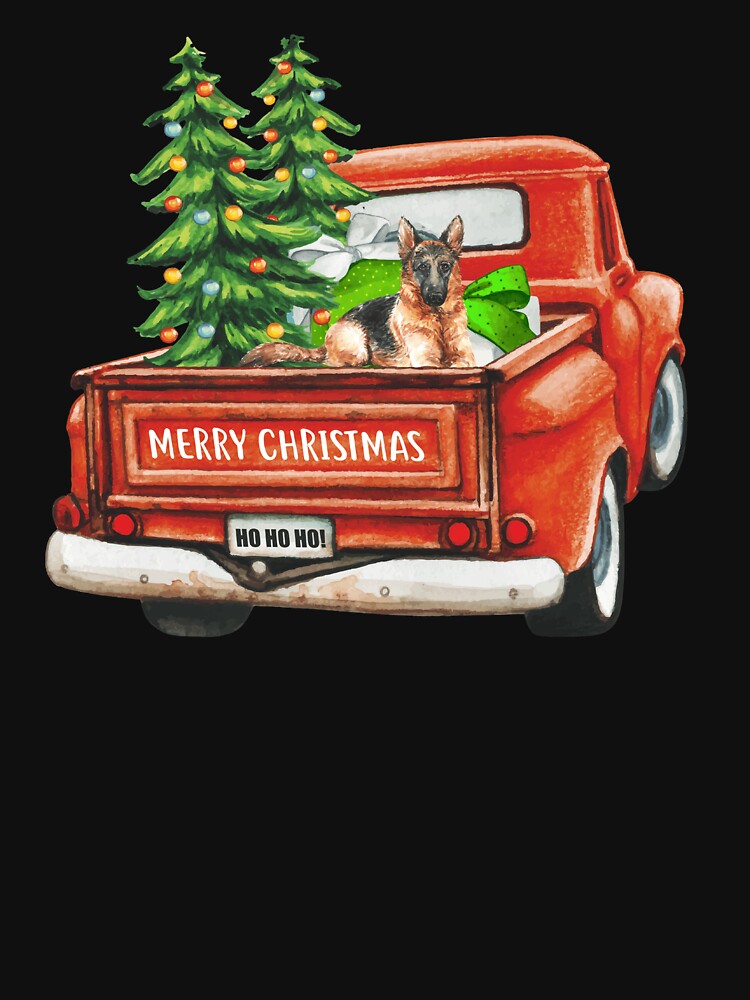 Vintage Merry Christmas Truck with German Shepherd Dog by michellejustice