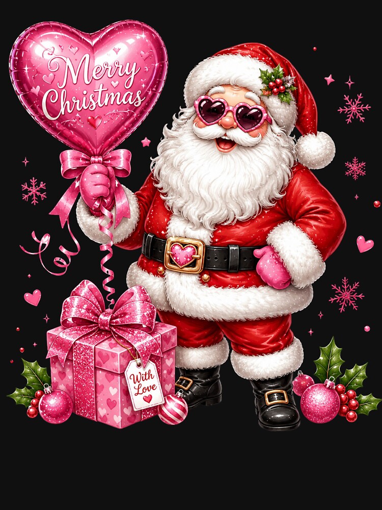 Cute Pink Santa Claus Merry Christmas by DYAFLK