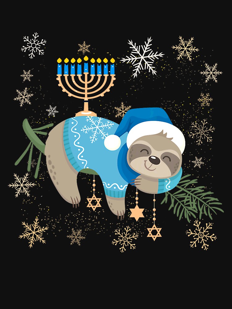 Hanukkah Sloth Jewish Chanukah Sleeping For Men, For Women, Jewish Holiday Gift by silversteinade