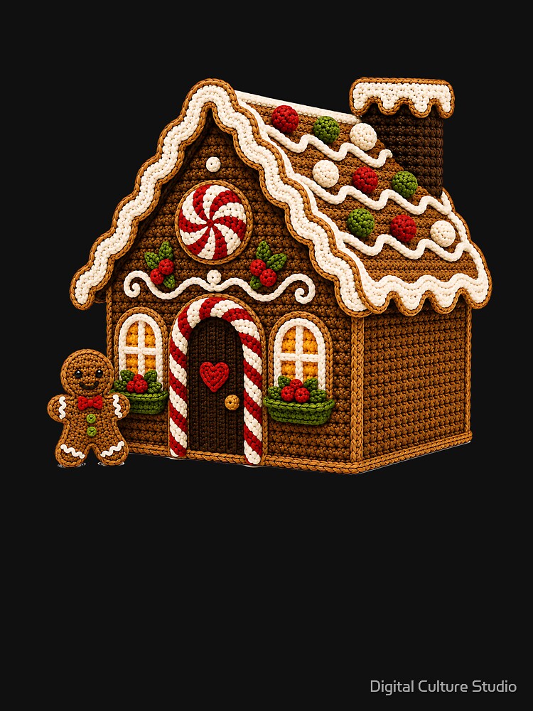 Crochet Gingerbread House – Cozy Christmas Yarn Art by Digital Culture Studio
