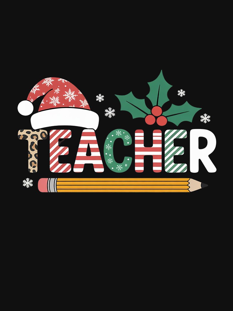 Leopard Buffalo Plaid Teacher Christmas School Xmas Women by angolinnArt