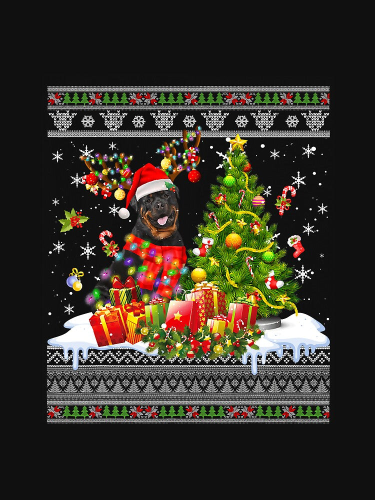 Christmas Lights Rottweiler Xmas Uglyer by gonzales6422