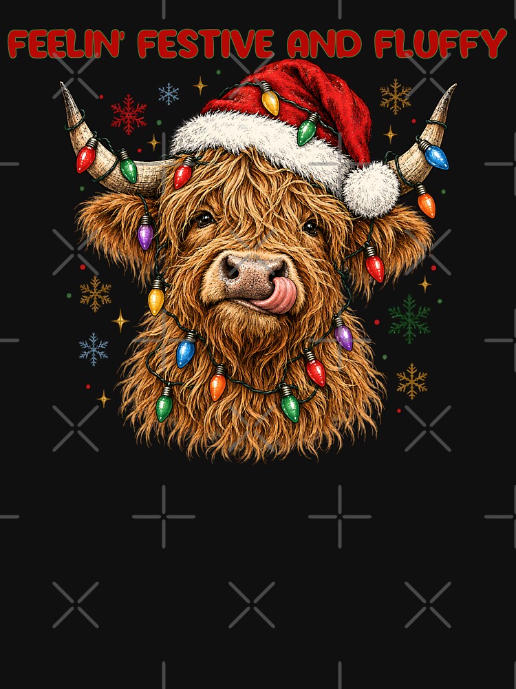 Feelin' Festive & Fluffy - Christmas Highland Cow with Holiday Lights by DAM Creative ⭐⭐⭐⭐⭐