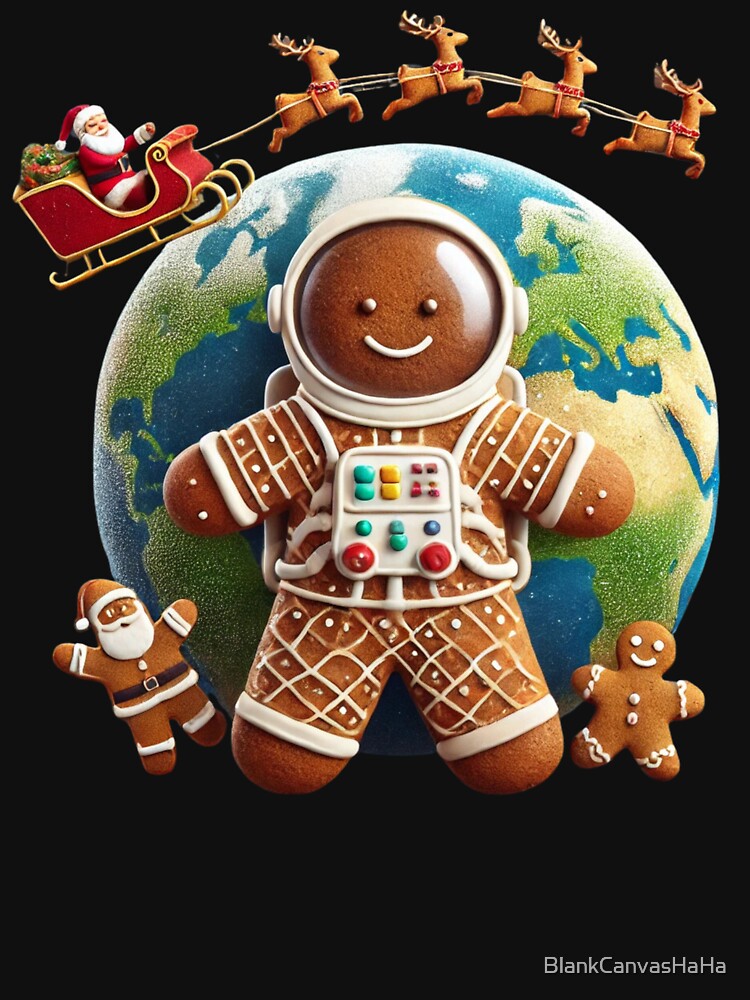Gingerbread Astronaut Christmas Tee - Out of This World Holiday Fun by BlankCanvasHaHa