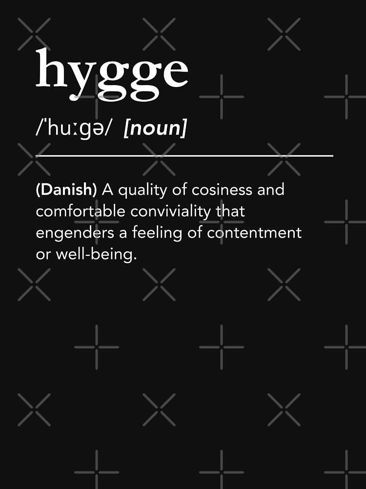 Hygge definition. Hygge meaning. Hygge pronunciation. Dictionary art black background. Danish words. Hygge feeling by lagunaklein