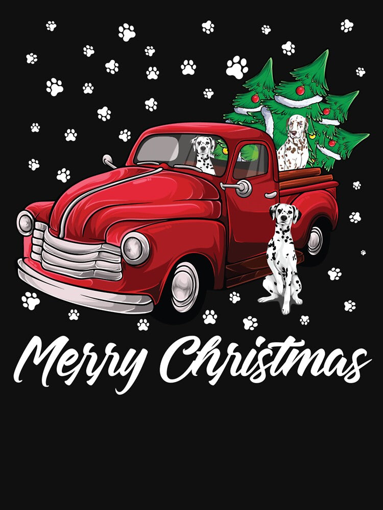 Red Truck Merry Christmas Tree Dalmatian Christmas by smithrnguurur