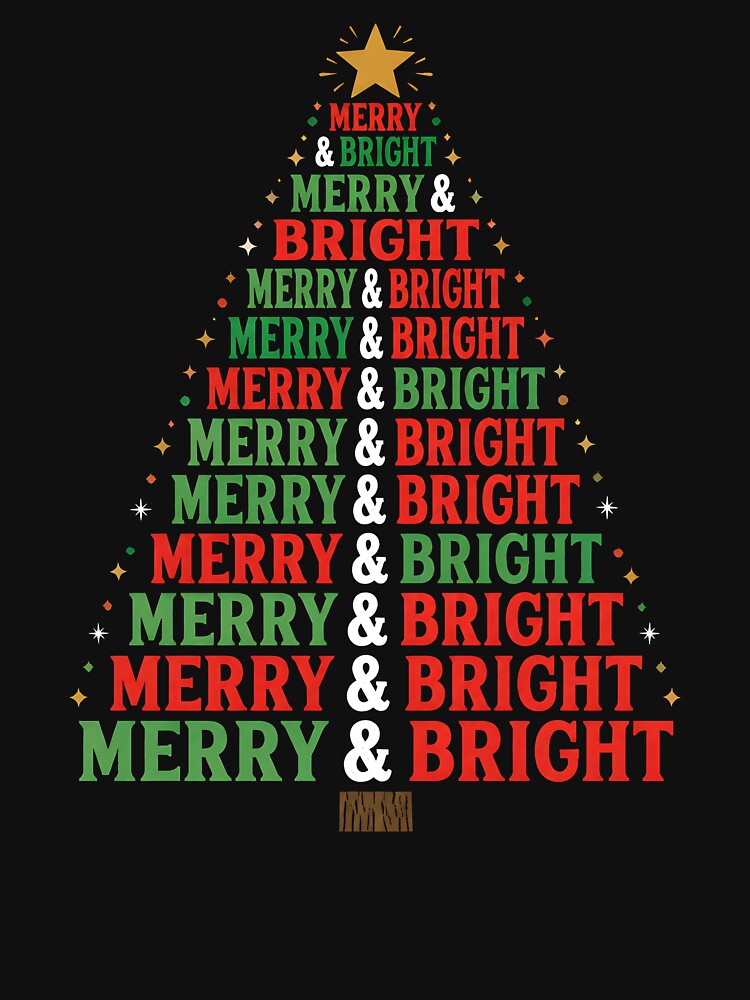 Merry and Bright Christmas Ornament Holiday Design by KristenosNehk