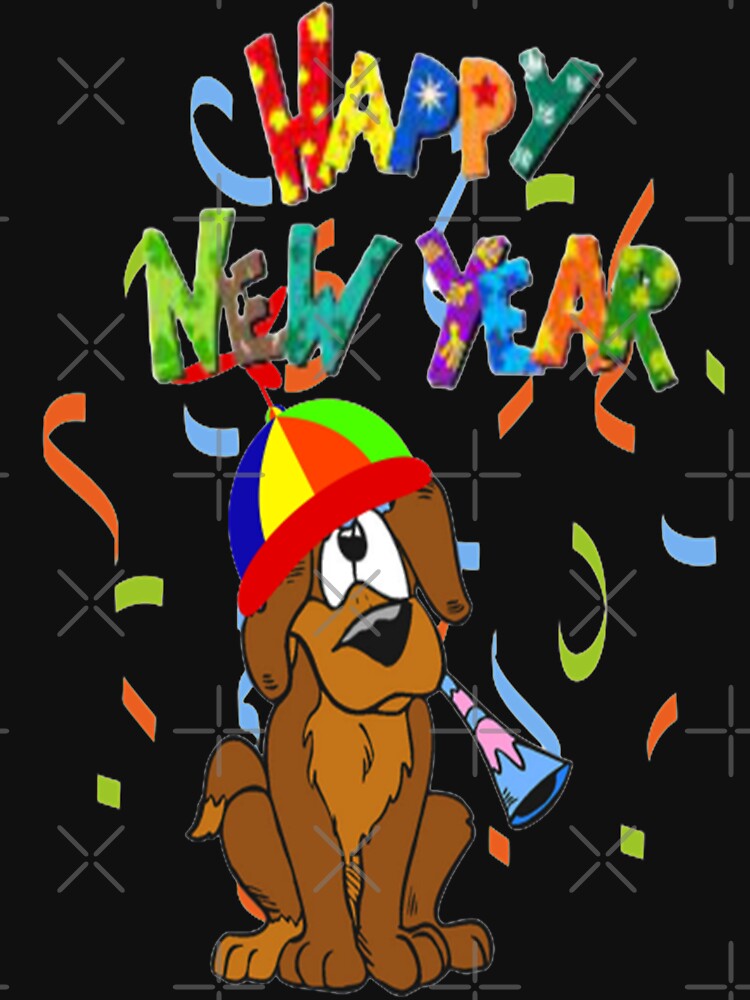 Happy New Year Cute Dog, Howdy New Year,New Years Celebration, New Years Eve Countdown by Adri Barnard