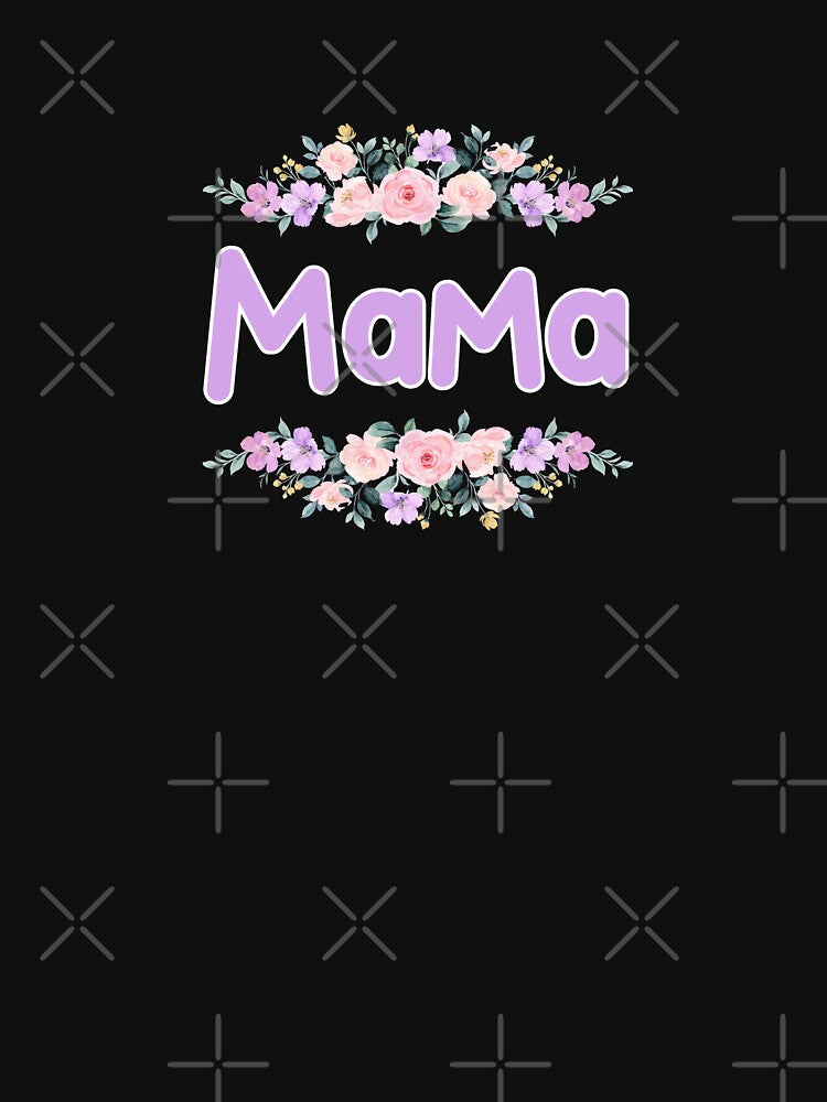 Purple Flower Mama Name Label (Black) by NormadWorld