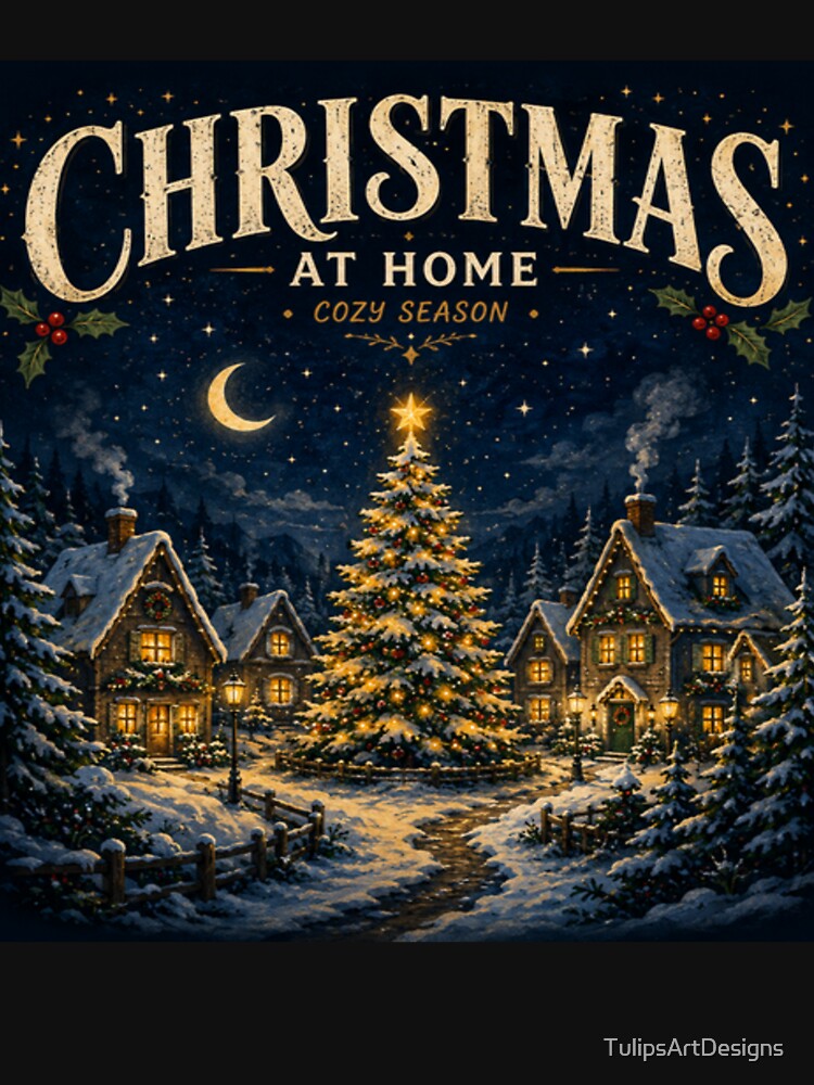 Cozy Christmas At Home Snowy Village Vintage Holiday Christmas by TulipsArtDesigns