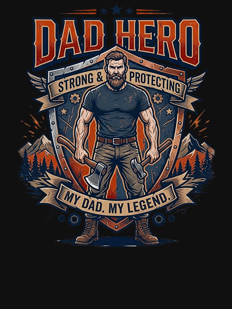 Dad Hero Strong Protecting Legend Lumberjack Father's Day Art by rich-moda