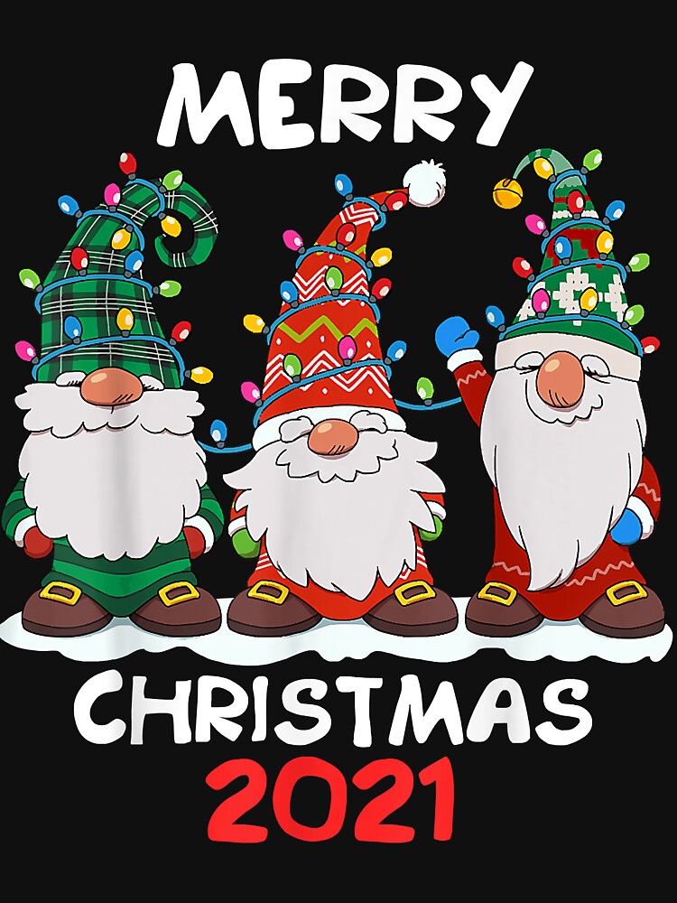 Three Gnomes Tree Lights Hat Merry Christmas 2021 by JoelleKey