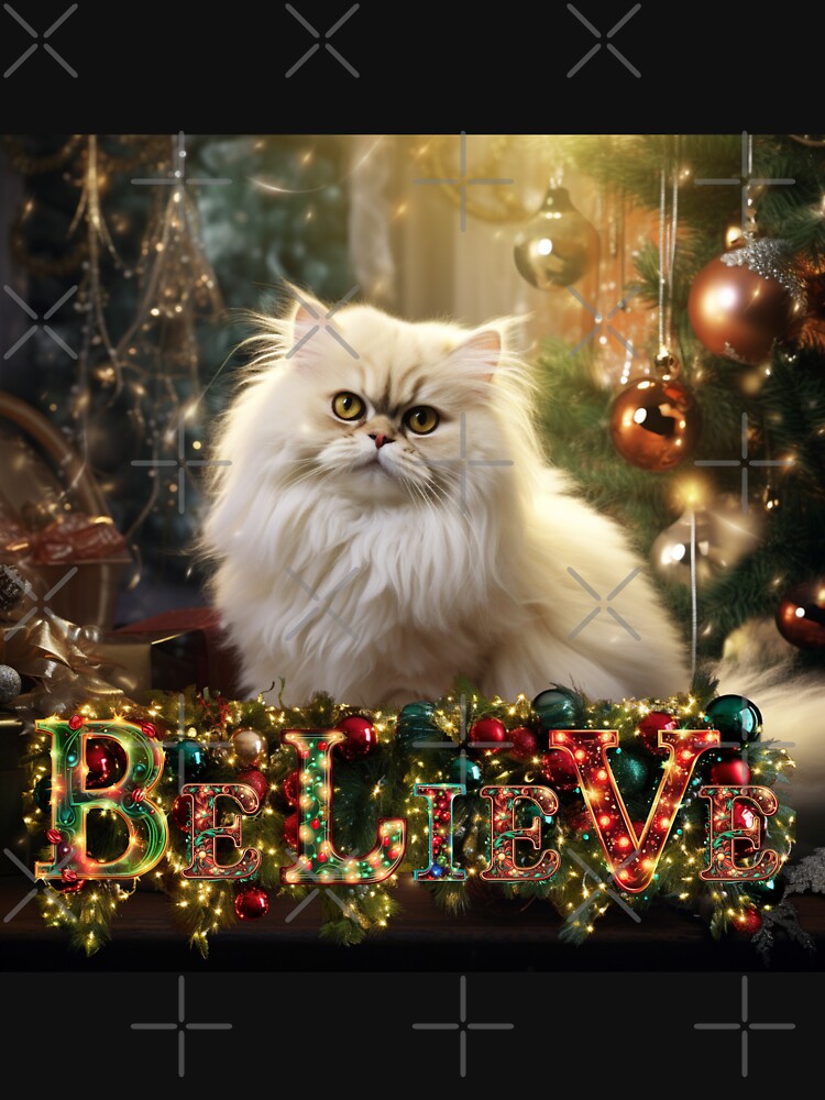 Meowy Christmas: White Christmas Persian Cat by Fantasy Masterpiece