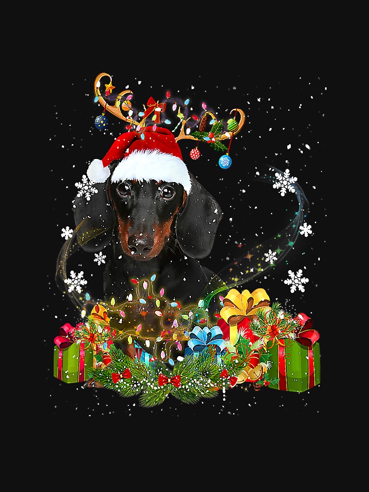 Xmas Dachshund Dog Christmas Lights by frank3826