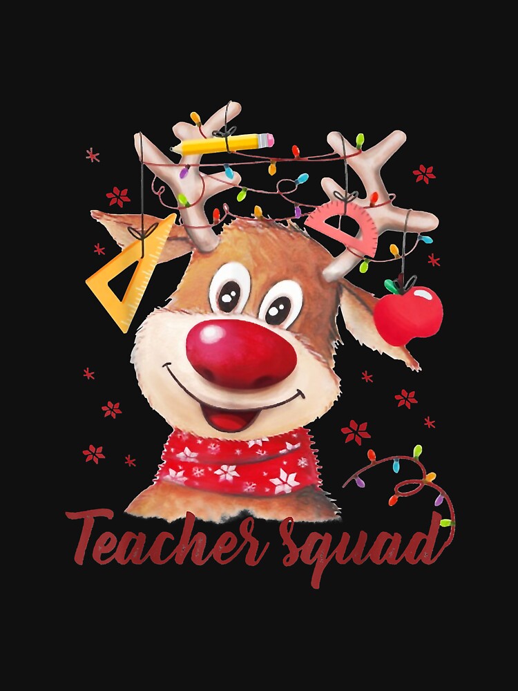 Teacher Squad Cute Rudolph Reindeer Wearing Lights Christmas by minadebbieark
