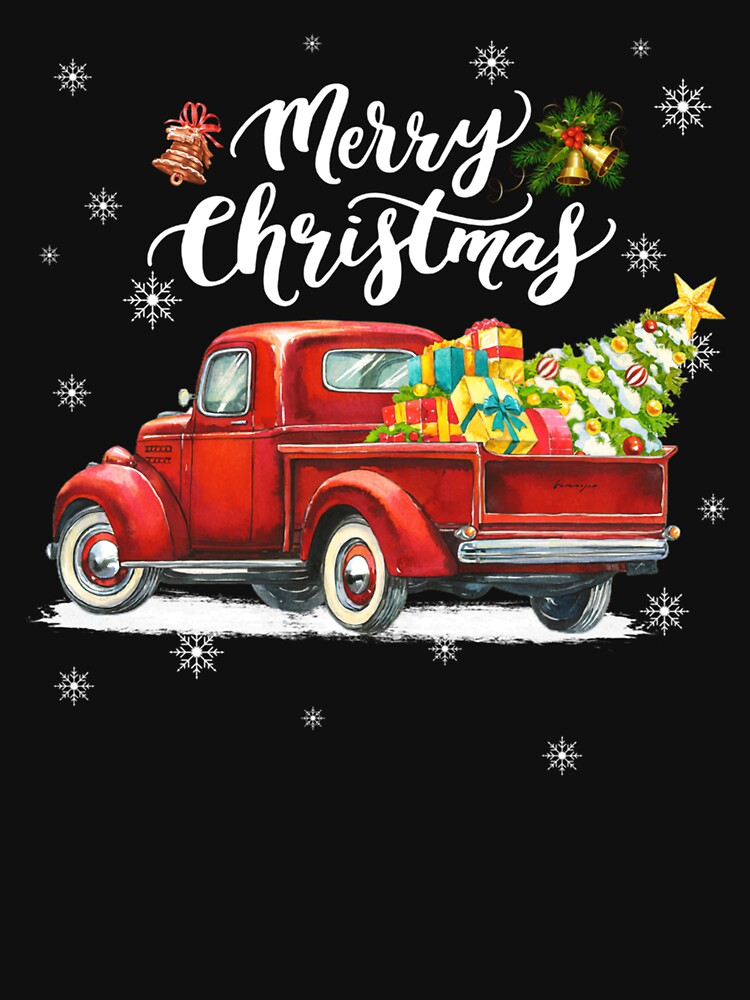 Merry Christmas Retro Red Truck Farm Christmas Tree Pajamas by vetonisodap