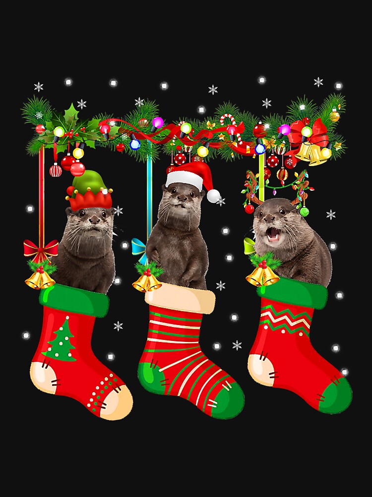 Santa Elf Reindeer Otter In Xmas Socks by YesterDayCheck