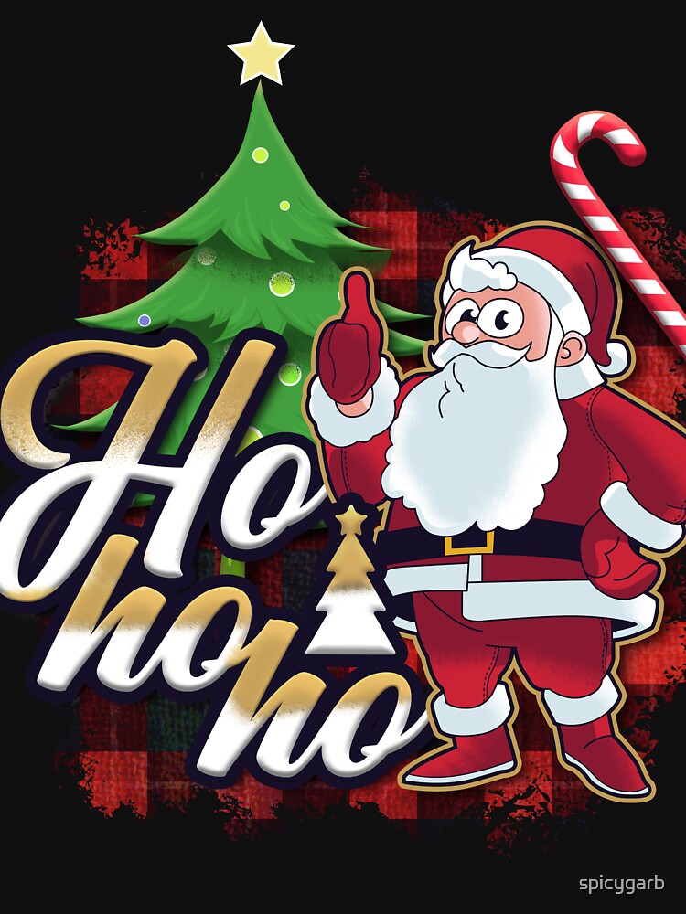 Santa Clause Candy Cane Christmas Tree Ho Ho Ho by spicygarb