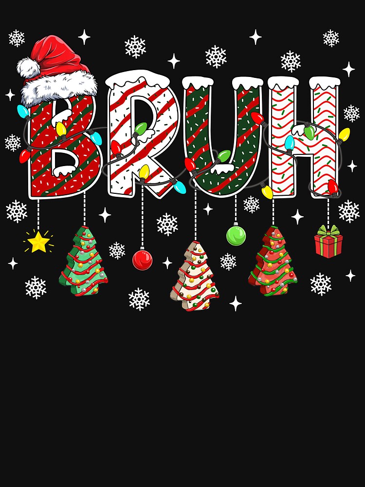 Bruh Christmas Tree Cake Funny Xmas Lights by jackelmbradyt
