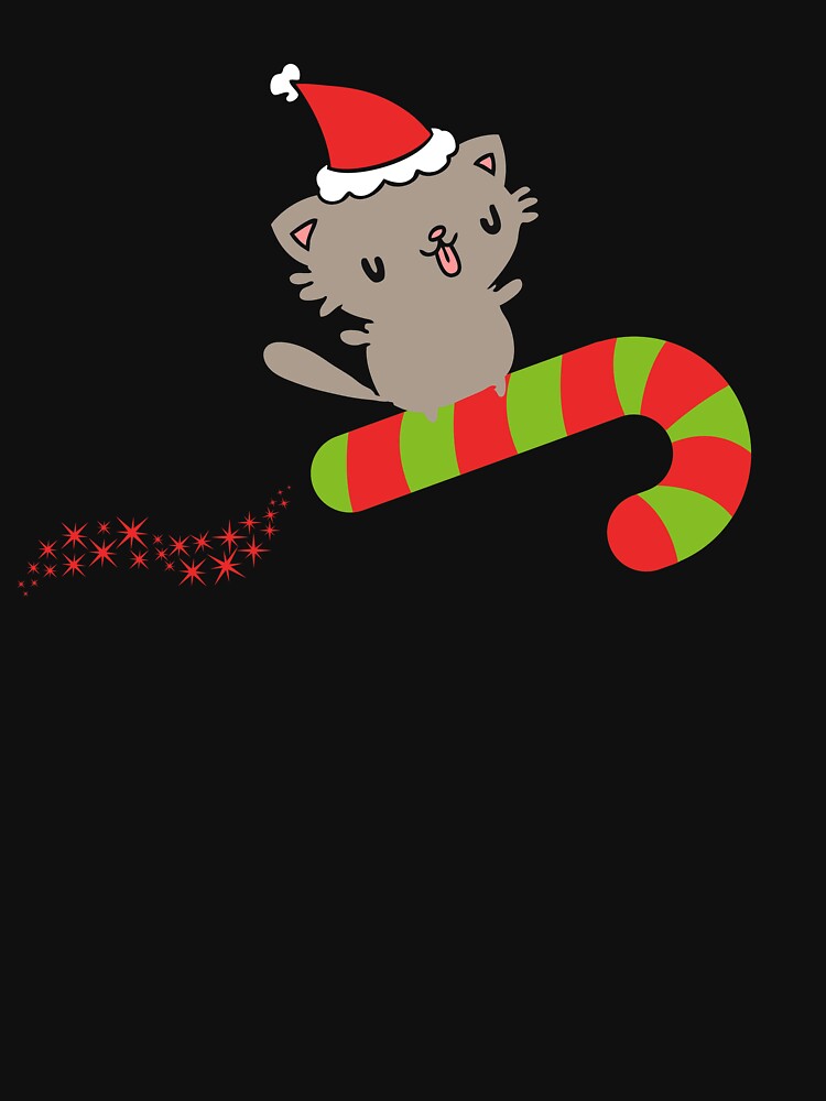 Cat Flying on Candy Cane, Christmas Dreams by Cosmic Dust