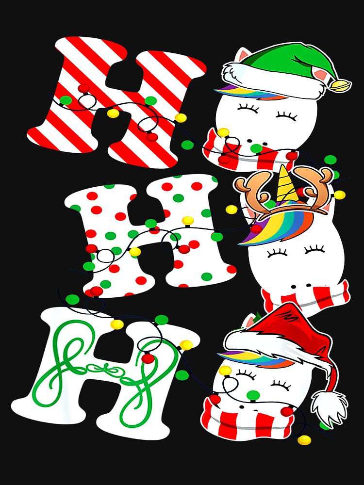 Ho Ho Ho Unicorn Lights Santa Hat reindeer ELF Christmas by TGMerwin
